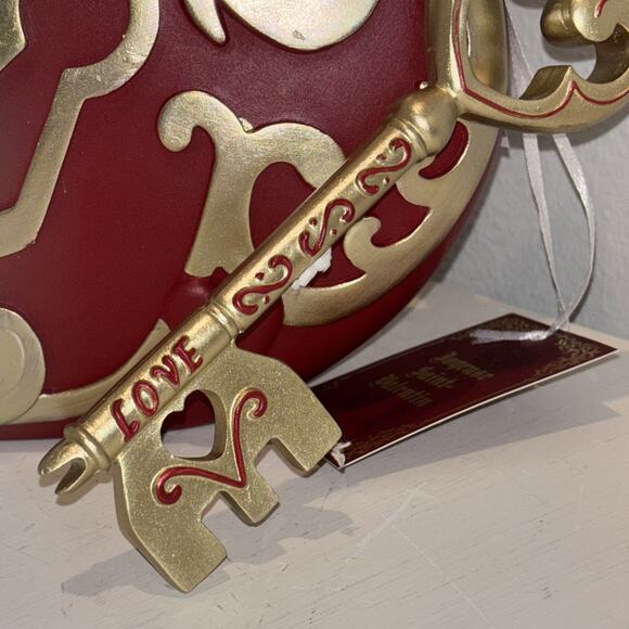 Red & Gold Heart Lock & Love Key Valentine's Day Tabletop Decor 10" Tall NEW - Picture 2 of 5